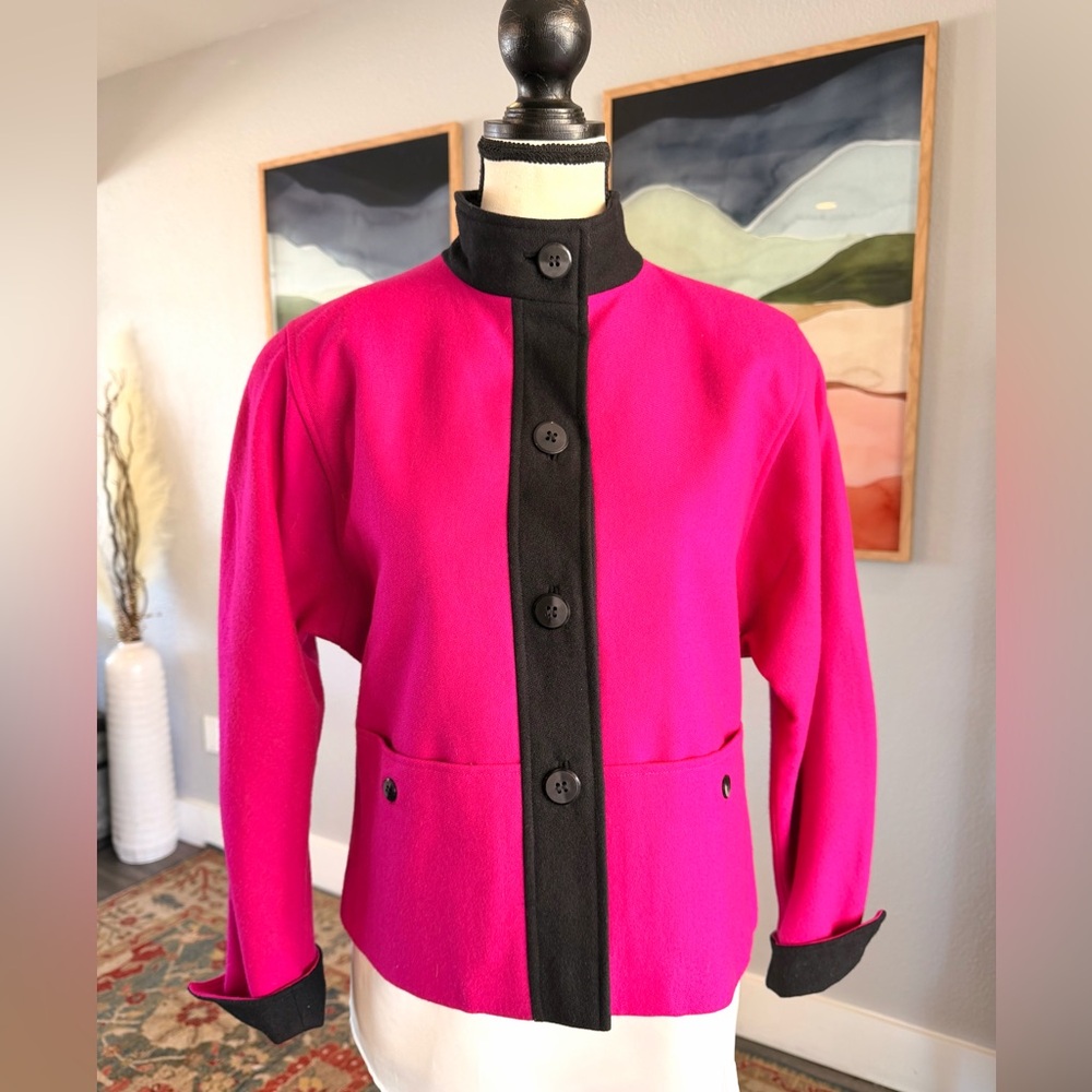 Vintage Fuchsia and Black Wool Blazer